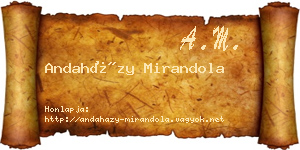 Andaházy Mirandola névjegykártya